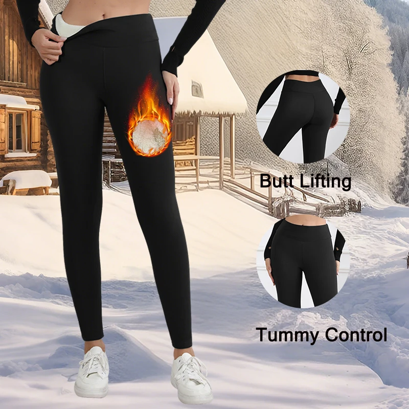Autumn Winter Warm Fleece Women Leggings Velvet Thicken High Waist Tights Elastic Slim Solid Color Leggings Prevent Cold Tights – Image 3