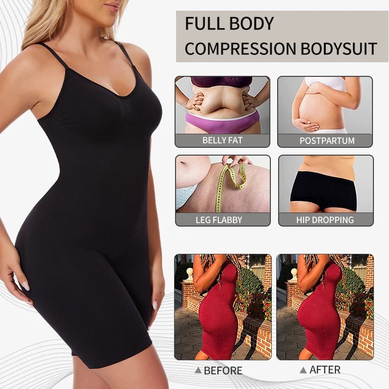 New Bodysuit Shapewear Women Tank Top Tummy Control Full Body Shaper Anti Chafing Shorts Slimming Waist Trainer Butt Lifter – Image 3