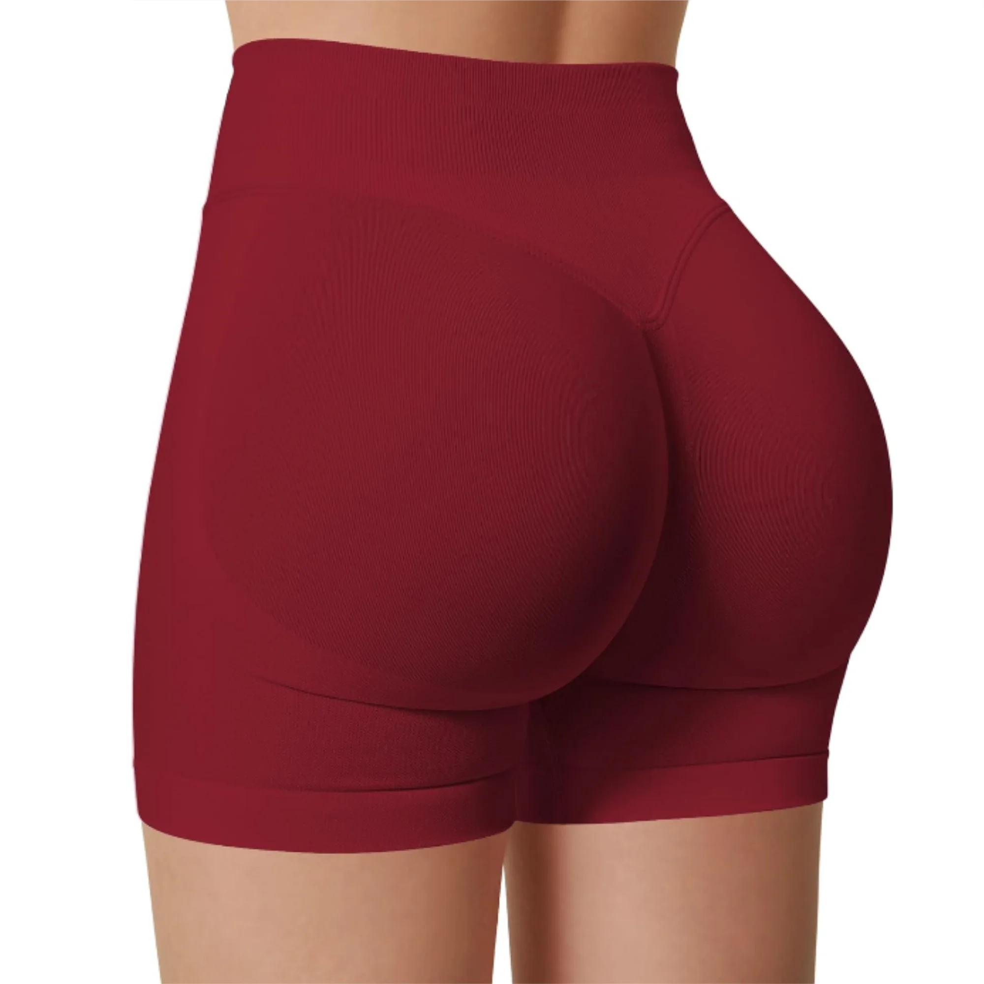 Summer High Waisted Yoga Shorts Fashionable and Sexy Running Fitness Pants Solid Color Yoga Leggings – Image 3