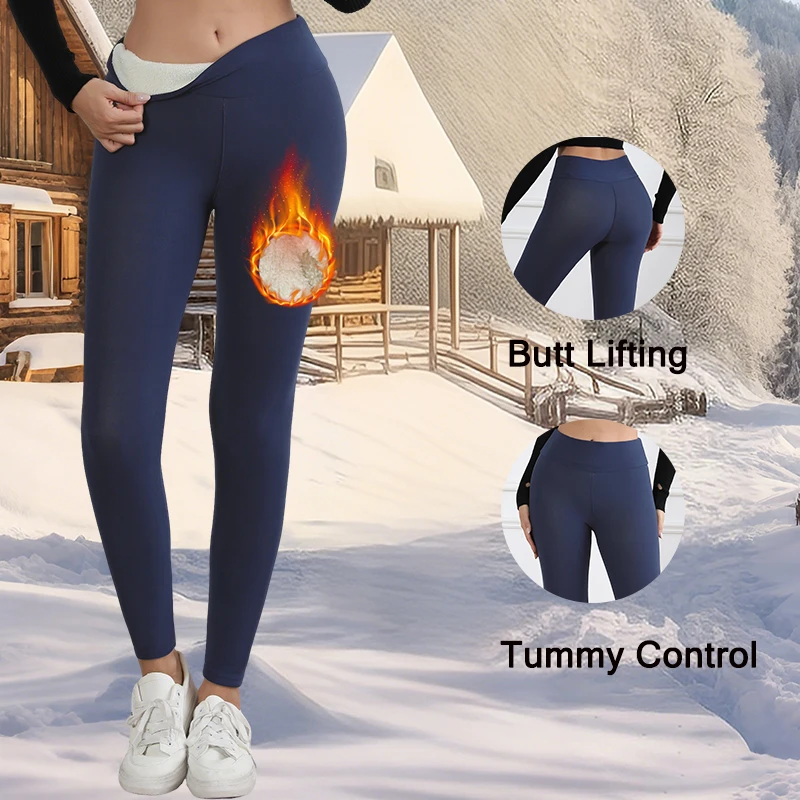 Autumn Winter Warm Fleece Women Leggings Velvet Thicken High Waist Tights Elastic Slim Solid Color Leggings Prevent Cold Tights – Image 4