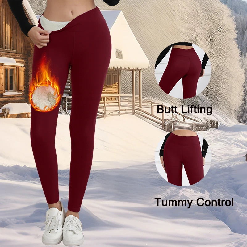 Autumn Winter Warm Fleece Women Leggings Velvet Thicken High Waist Tights Elastic Slim Solid Color Leggings Prevent Cold Tights – Image 5